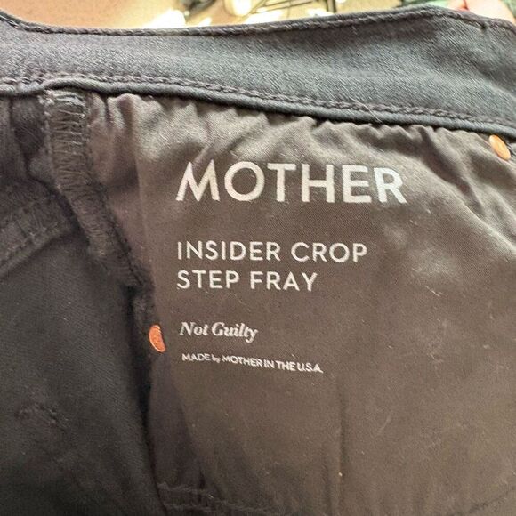 Mother High Waisted Black Insider Crop Step Fray Jeans Size 29 - Picture 14 of 14